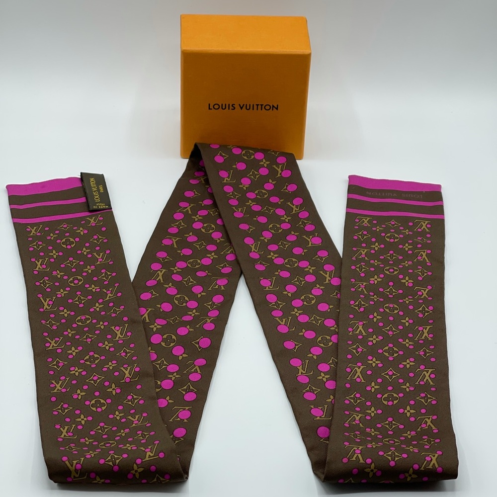 Louis Vuitton Perforated Dots Bandeau Neckerchief Scarf Chocker Twilly Wrap Rare